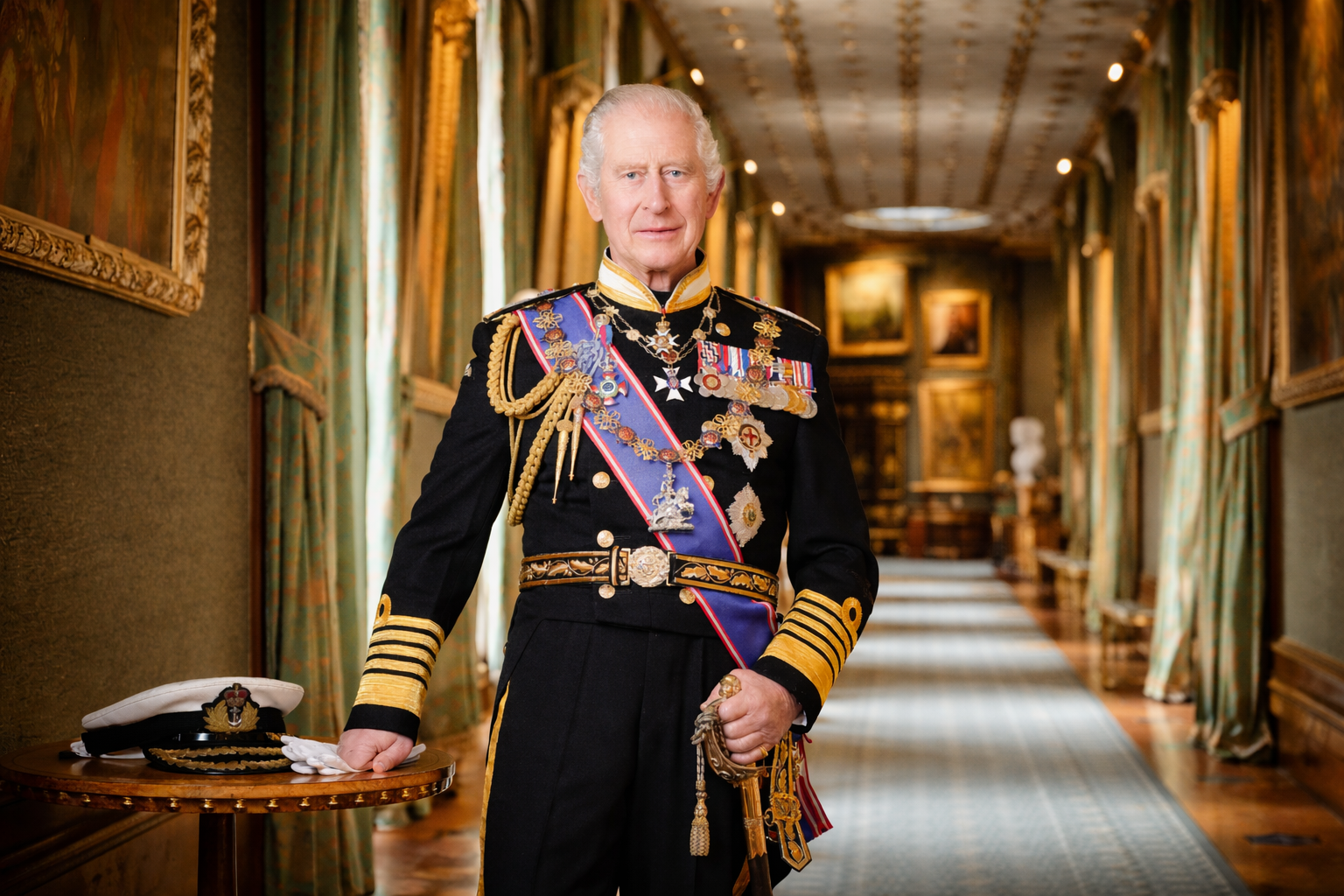 King Charles III in royal attire